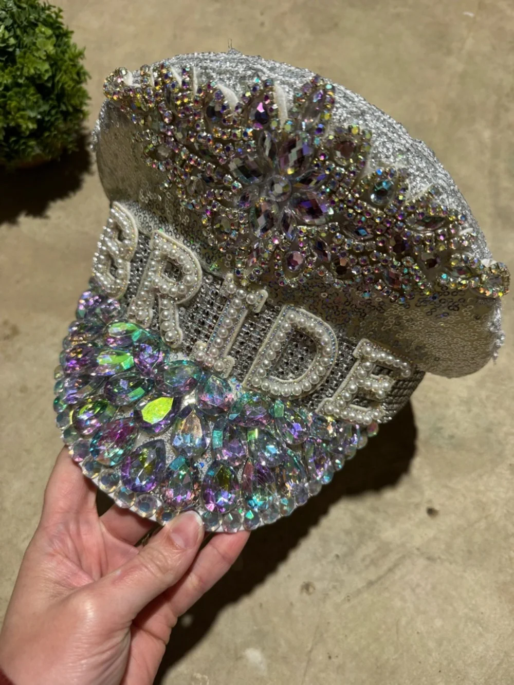 Bride‎ Rhinestone Sequin Bachelorette Hat Captain Police Wedding Party Shower